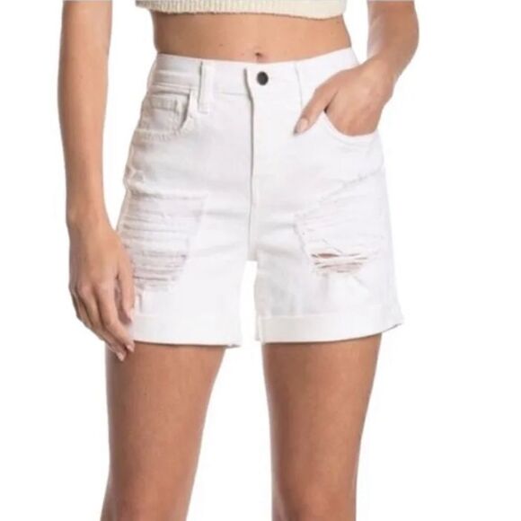 L'AGENCE White Balboa Distressed
Double Roll Cuffed Shorts Size 25 NWT - Picture 4 of 5